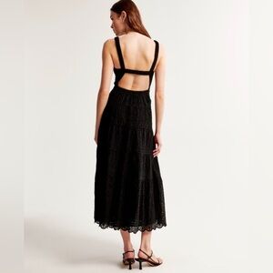 Abercrombie & Fitch Black Eyelet Maxi Dress